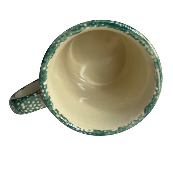 Montgomery Ward Snowman Ceramic Mug Festive Green Handle Winter Design - Picture 4 of 7